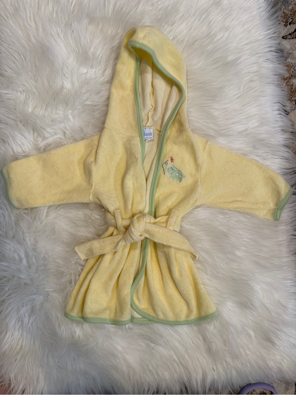 Vintage Tykes by Carter’s Baby Hooded Bath Robe Hippo Terry Cloth 0-9M